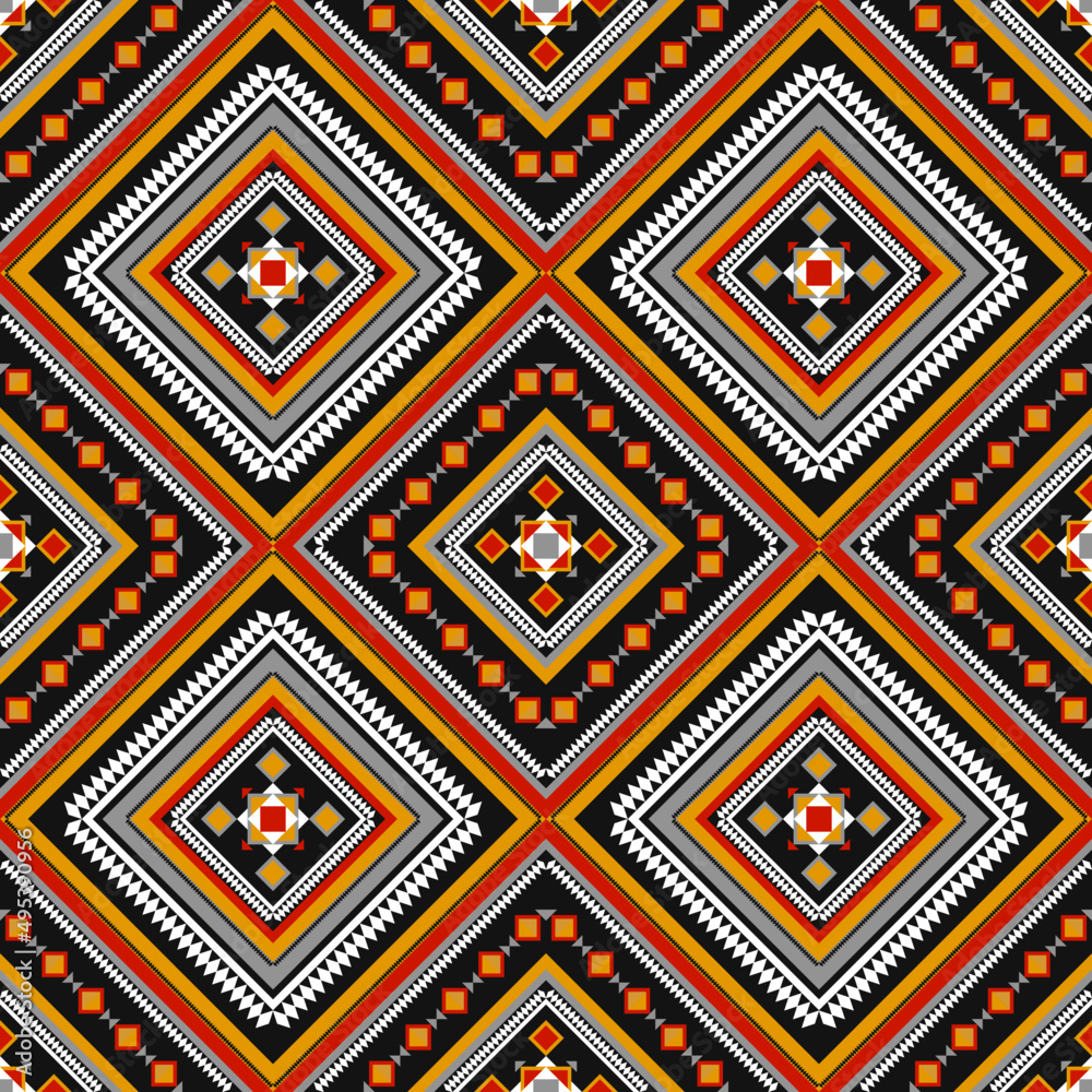 Geometric ethnic seamless pattern traditional. Design for background, wallpaper, illustration, textile, fabric, clothing, batik, carpet, embroidery.