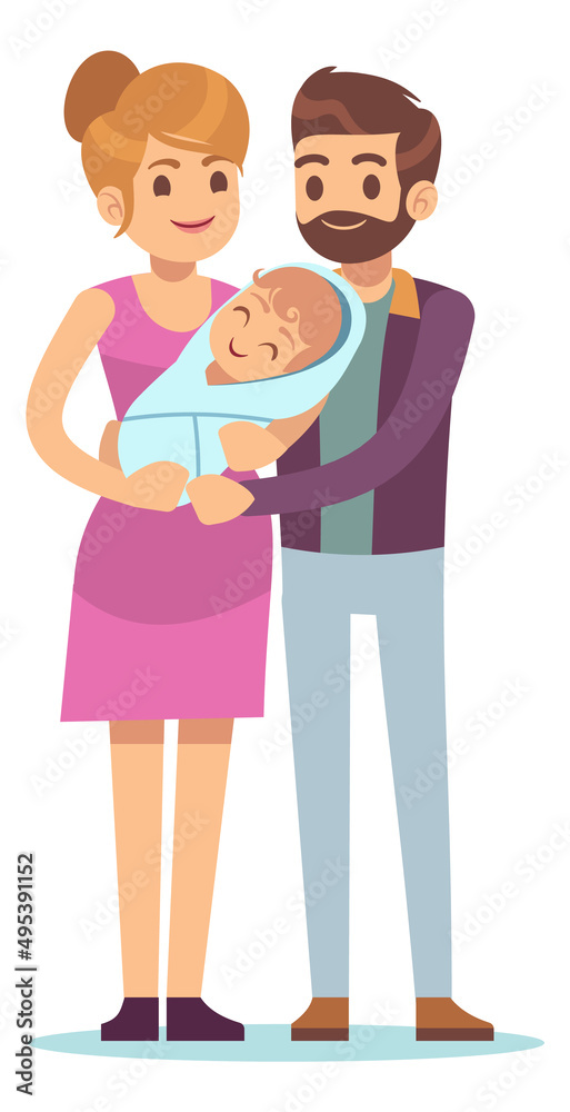 Parents holding newborn. Happy family with baby Parents holding newborn. Happy family with baby