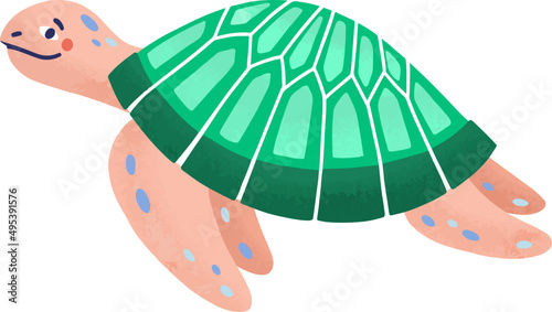 Cute Turtle Childish Cartoon Illustration