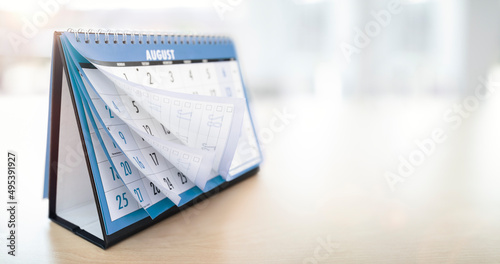 Canvas Print Calendar showing months and dates whilst turning and flicking through the pages