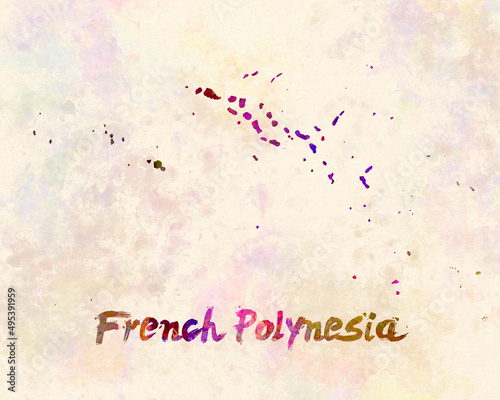 watercolor map french polynesia