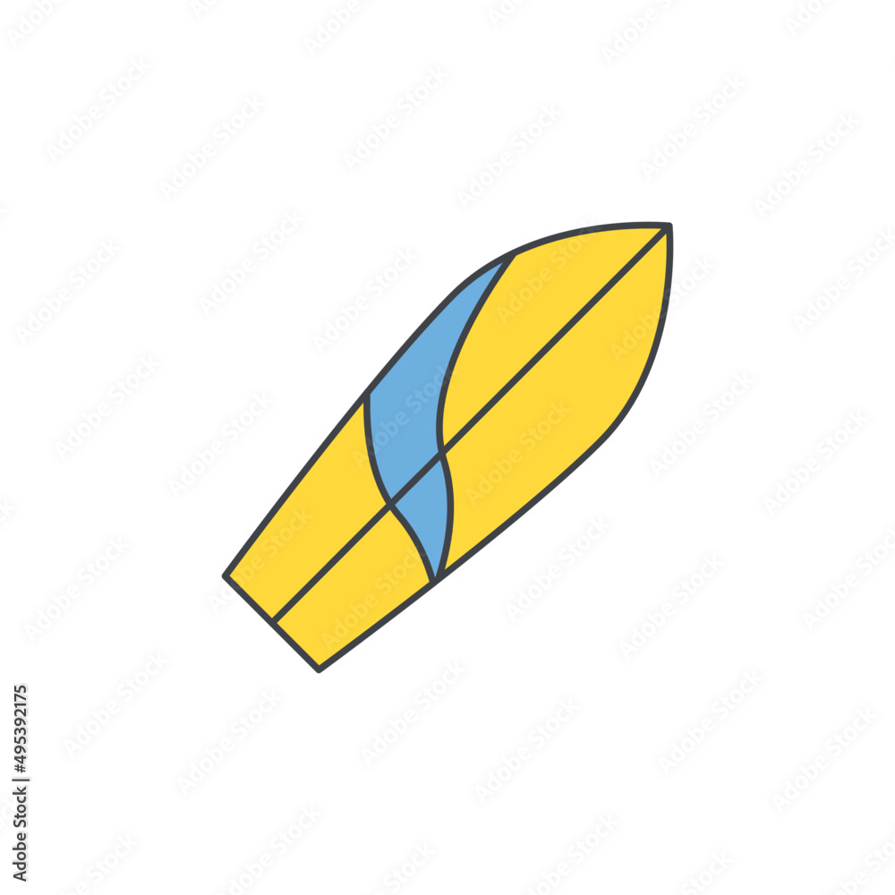Surf board icon in color icon, isolated on white background Surf board icon in color icon, isolated on white background