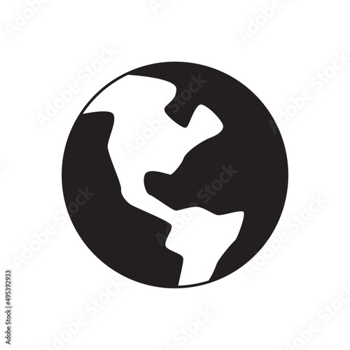 world icon in black flat glyph, filled style isolated on white background