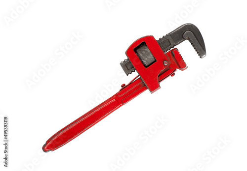 Quadro su tela Red pipe wrench isolated on white background