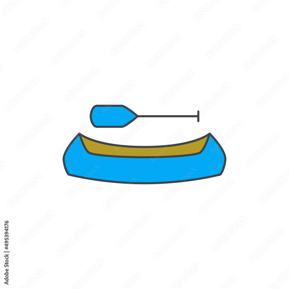 Canoe icon in color icon, isolated on white background Canoe icon in color icon, isolated on white background