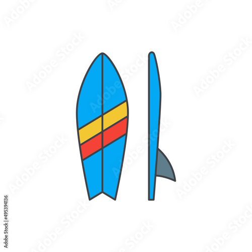 Surf board icon in color icon, isolated on white background 