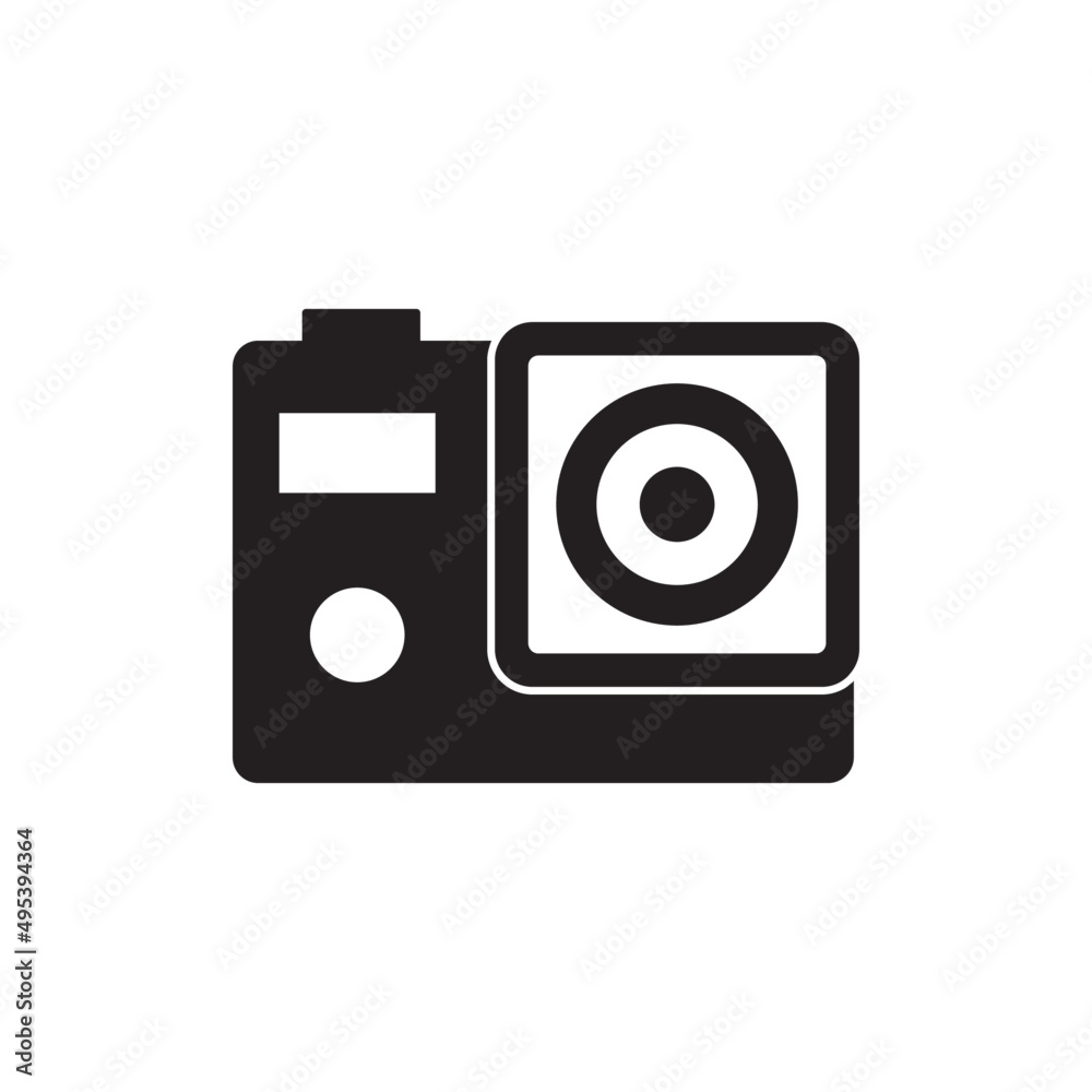 Action cam icon in black flat glyph, filled style isolated on white background Action cam icon in black flat glyph, filled style isolated on white background