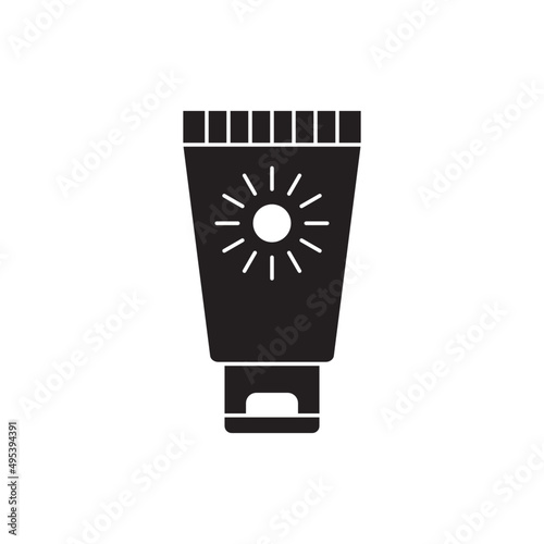 Sun block icon in black flat glyph, filled style isolated on white background