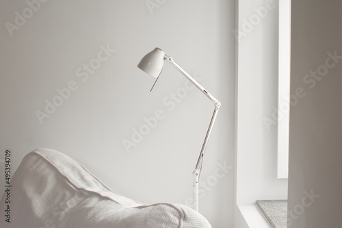 Modern metal lamp on white background. Loft, Chalet, Scandinavian interior. photo