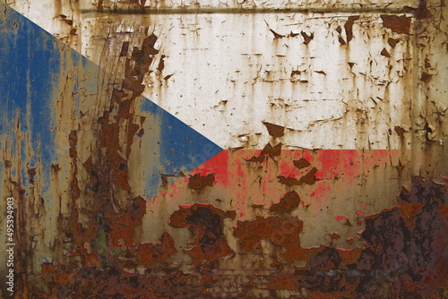 Czech Republic Flag on a Dirty Rusty Grunge Metallic Surface © Kemal