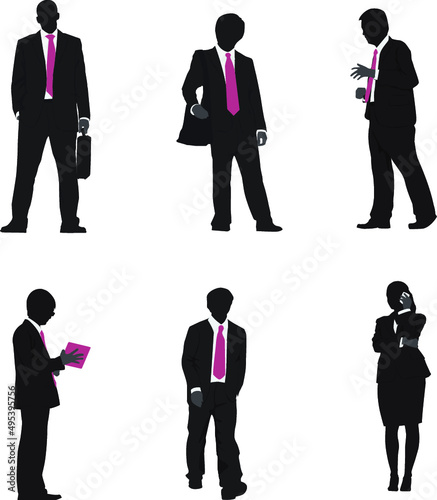 business-people-silhouettes | black and white people | shadow people | business people set