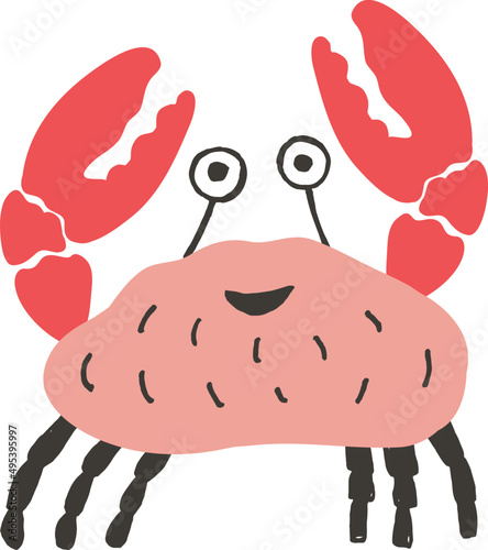 Funny Crab Childish Cartoon Illustration