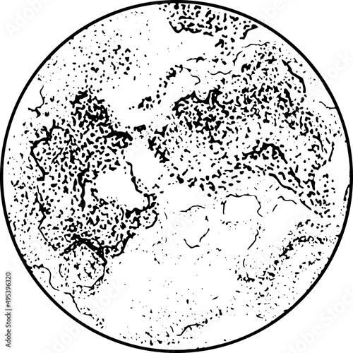 Cosmic Planet Hand Drawn Monochrome Illustration
