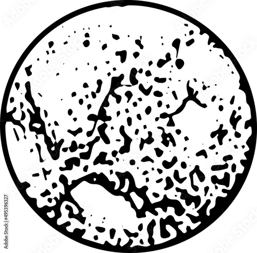 Planet Contour Hand Drawn Monochrome Illustration