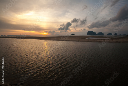 Sunset or sunrise over Andaman Sea, Southern Thailand