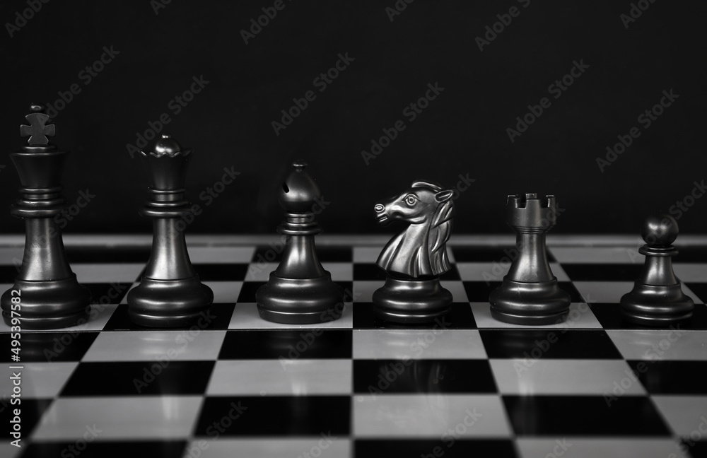 concept chess board game black. planning and decision making business leader concept. Selective focus. concept chess board game black. planning and decision making business leader concept. Selective focus.