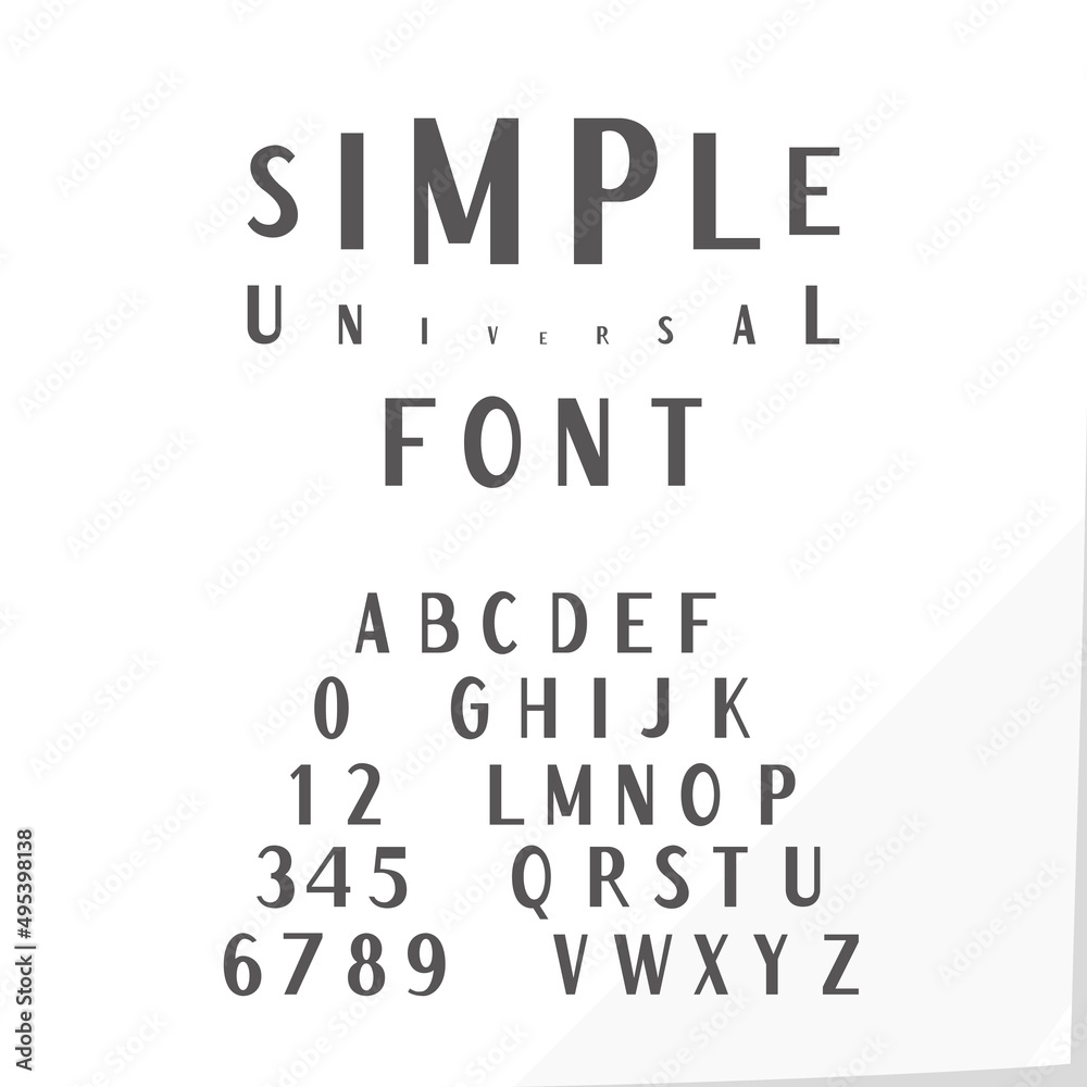 Hand Crafted Modern Font Lettering Named Simple Universal - Dark Grey Caps and Numerals on White Natural Paper Effect Background - Typography Design Hand Crafted Modern Font Lettering Named Simple Universal - Dark Grey Caps and Numerals on White Natural Paper Effect Background - Typography Design