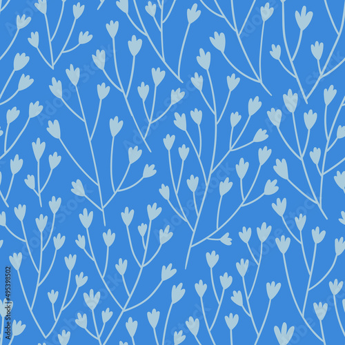 Simple abstract botanical seamless pattern. Vector hand-drawn nature design.