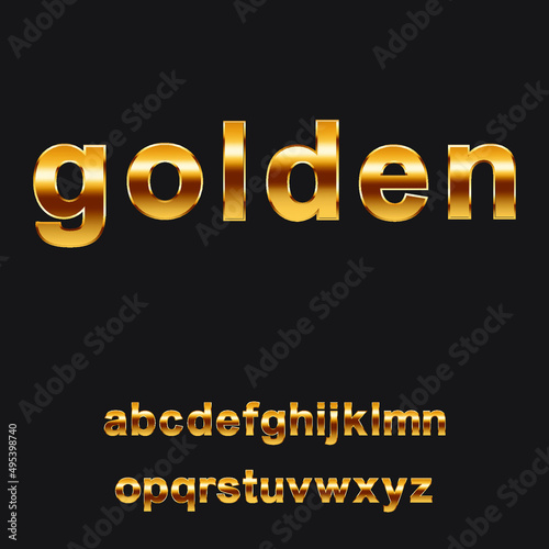 Golden lowercase alphabet collection. realistic gold text set. gradient vector illustration
