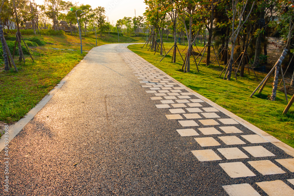 The running road of leisure park. The running road of leisure park.