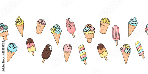 Seamless food pattern of ice cream	
