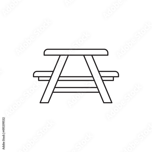 Picnic area, picnic table icon line style icon, style isolated on white background