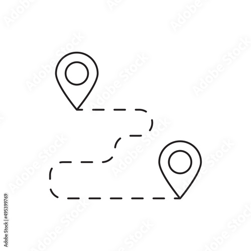 Picnic, travel route icon line style icon, style isolated on white background
