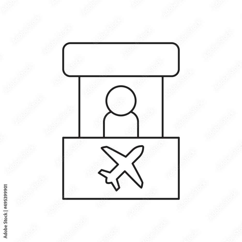 Ticket Booth, Ticket counter icon line style icon, style isolated on white background Ticket Booth, Ticket counter icon line style icon, style isolated on white background