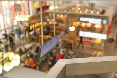 Abstract background. Blurred image of aeroport interior. Out of focus photo of high-tech building