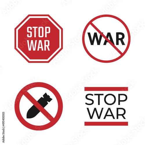 no war icon set, stop the war