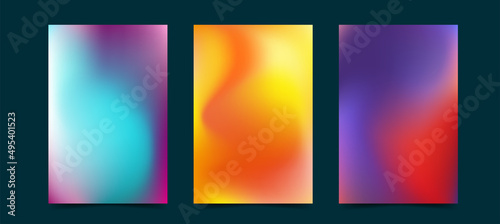 Abstract blurred backgrounds with modern color gradients. Set of templates for brochures, posters, banners, flyers and postcards. Vector