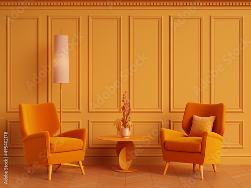 Classic furniture in classic interior with copy space