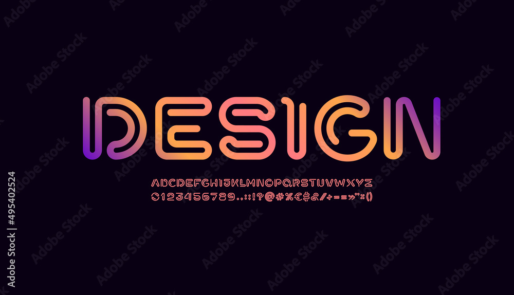 Obraz premium Digital alphabet, font from thick wire, technology style letters and numbers, vector illustration 10EPS