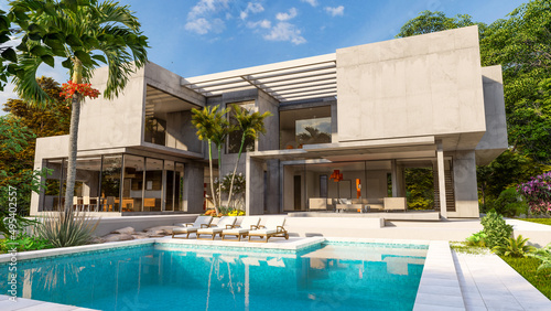 Luxurious brutalist home wi...