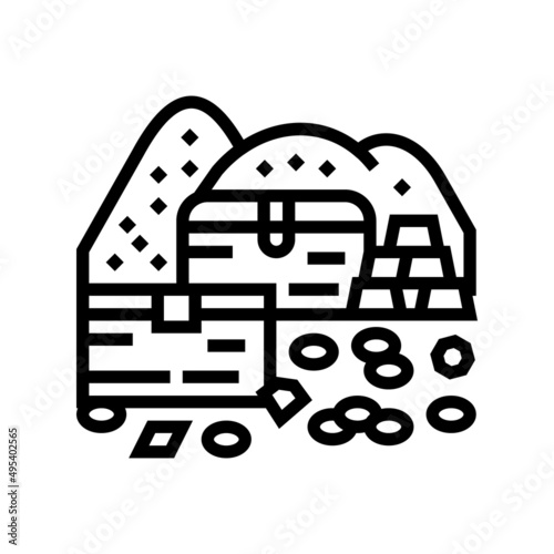 treasury chest line icon vector. treasury chest sign. isolated contour symbol black illustration
