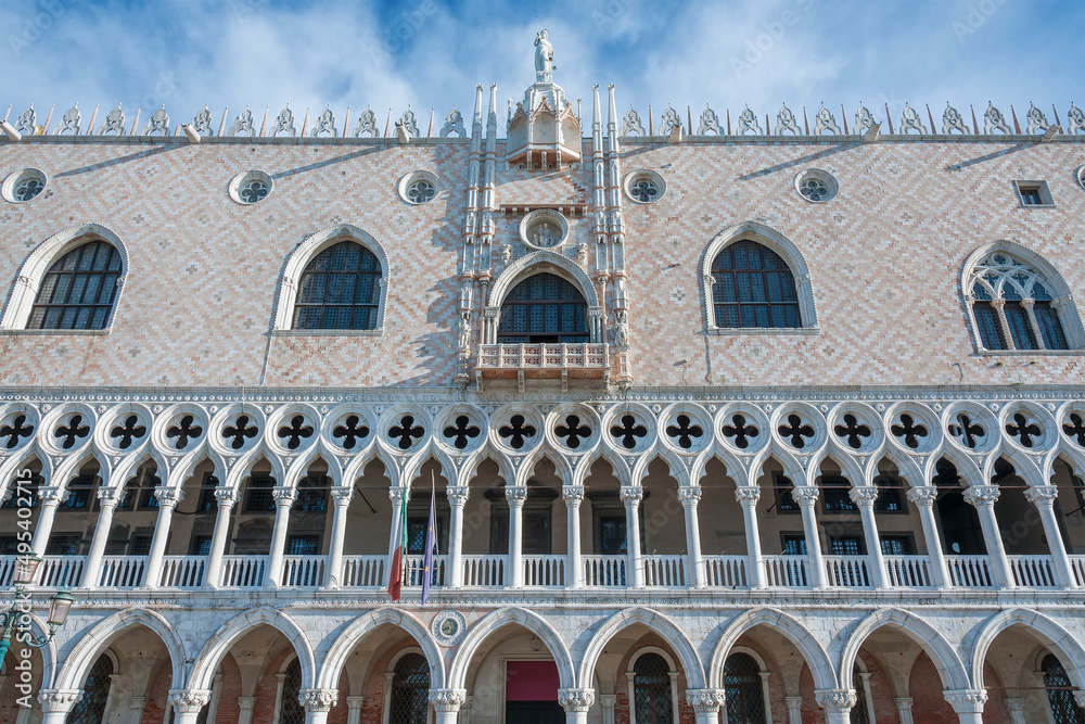 Architectural detail - Doge's palace in St Mark's Square in Venice (Palazzo Ducale) in Italy