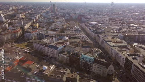 Drone flight over the campus of the Technical University of Berlin with a view of the Tiergarten, Bahnhof Zoo, Straße des 17. Juni, Ernst-Reuter-Platz and parts of Charlottenburg and Wilmersdorf. photo