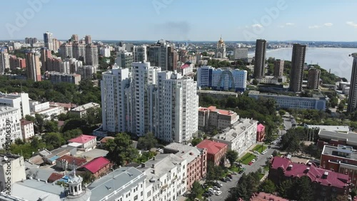 Khabarovsk city on a summer day. Aerial view. photo