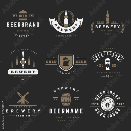 Vintage beer brewery logos, emblems, labels, badges and design elements