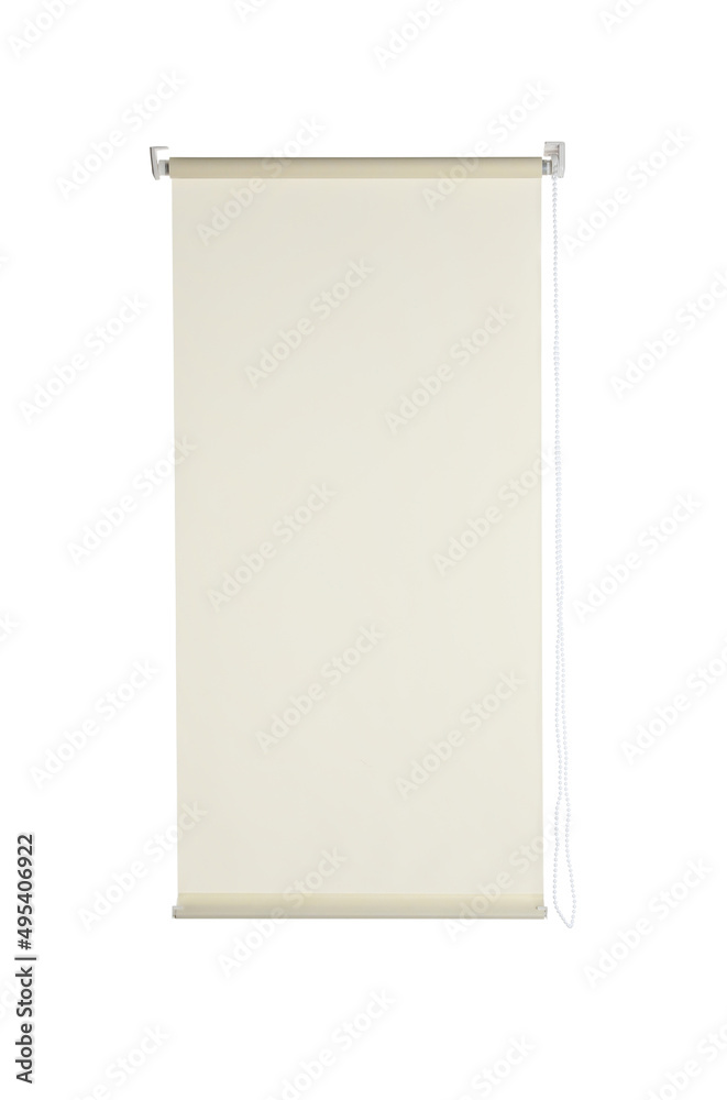 Beige window roller blind isolated on white Beige window roller blind isolated on white