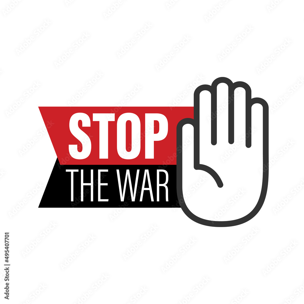 Stop the war text message with hand. Vector stock illustration. Stop the war text message with hand. Vector stock illustration.