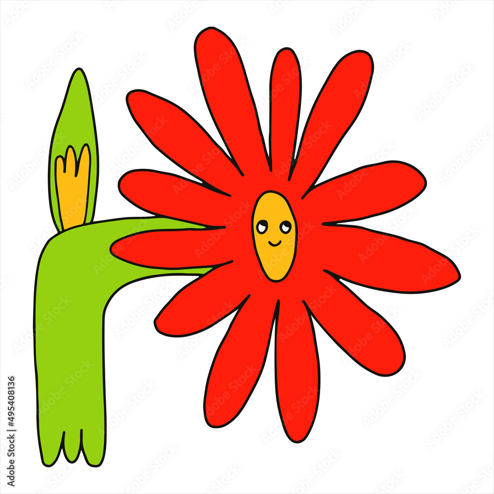 vector character - a blue flower with a face. Psychedelic kid core 70s and 80s. Logo for an organic company, florist, garden, farm. Tattoo template. Quirky isolated cornflower logotype sticker vector character - a blue flower with a face. Psychedelic kid core 70s and 80s. Logo for an organic company, florist, garden, farm. Tattoo template. Quirky isolated cornflower logotype sticker