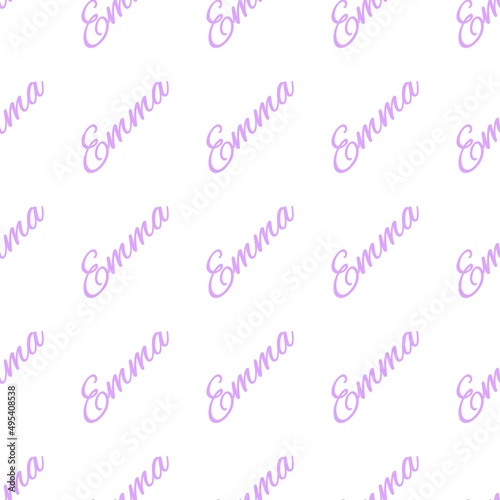 The female name is Emma. Background with the female name Emma. Seamless pattern. A postcard for Emma. Congratulations for Emma.