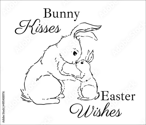 Easter bunny decor. Rabbit mom and baby home sign