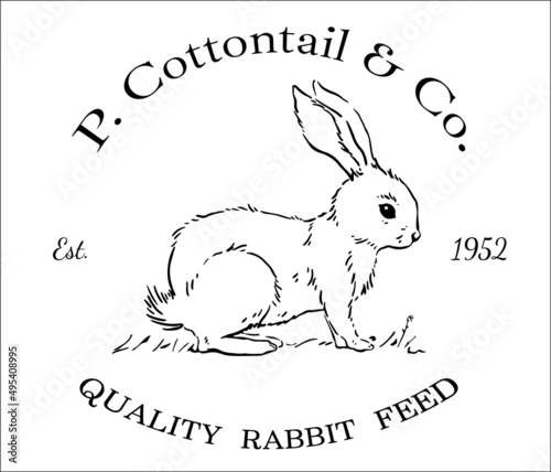 Easter bunny decor. Rabbit paschal home sign. Cottontail co Quality rabbit feed