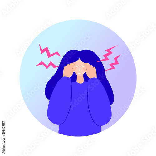 Woman Stressed Circle Icon