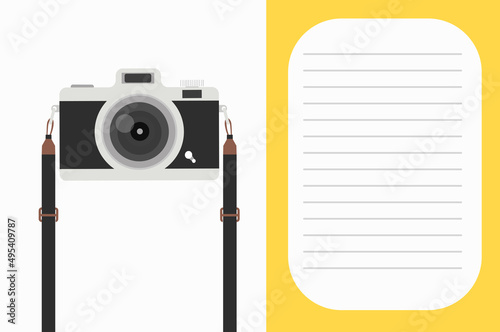Hanging yellow camera with copy space background
