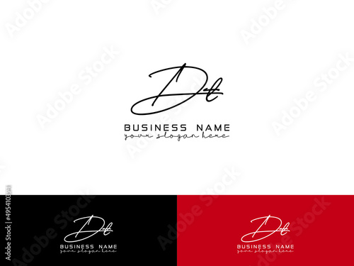 Initial DT Logo, Colorful Dt td Signature Letter Logo Design for business or brand photo