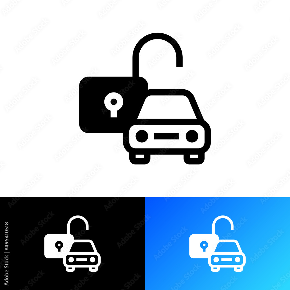 Unblocked car thin line icon. Vector illustration. Unblocked car thin line icon. Vector illustration.