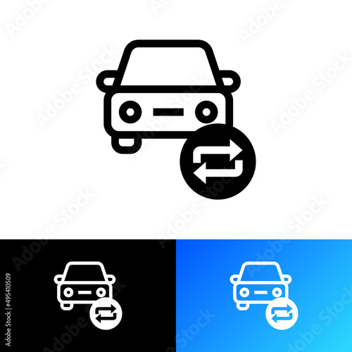 Car sharing thin line icon. Symbol of transport exchanging. Vector illustration.